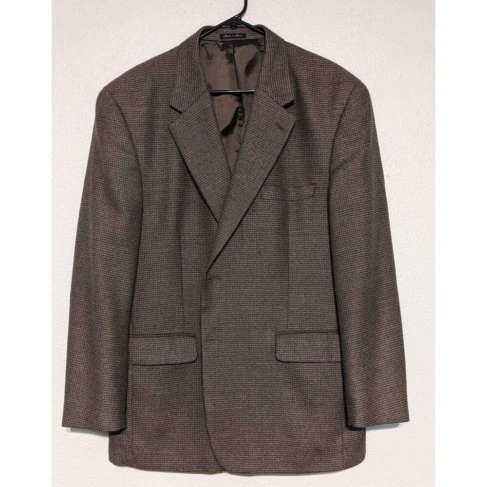 Club Room Men's Classic Sports Coat Size 46R Olive Green Brown Silk Wool Blend